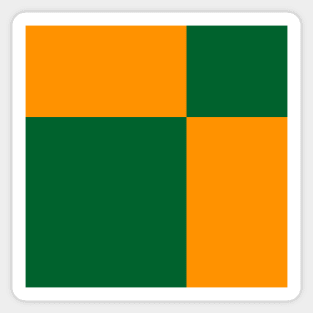 Two Colored Off Centered Square Pattern - Orange and Green - Abstract and Minimal Throw Sticker